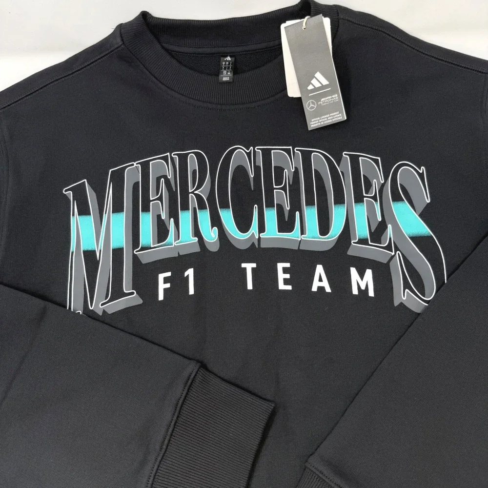 Adidas‎ Mercedes AMG Petronas F1 Team Black Crewneck Sweatshirt Men's Large NEW